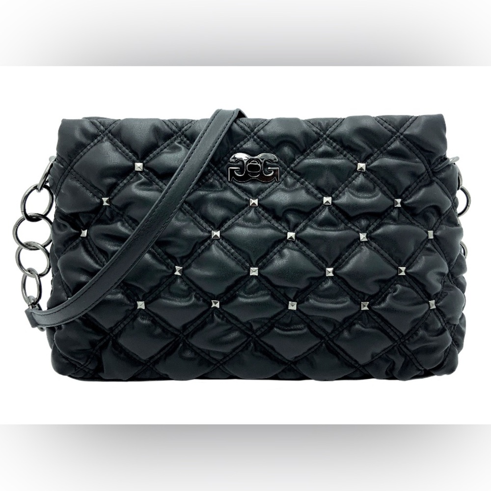 Gilda Paris Quilted and studded shoulder bag with chain detail